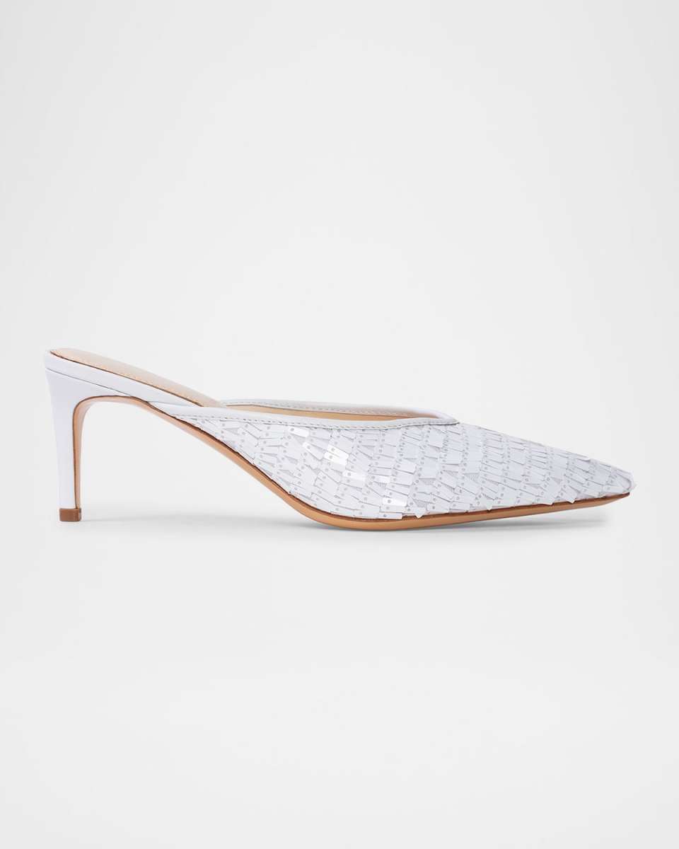 Sequin Kitten Mule Pumps